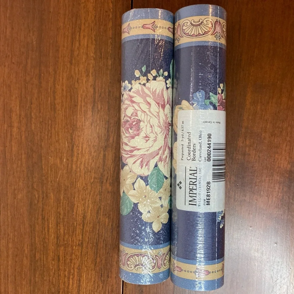 Imperial Coordinated Borders Wallpaper Border 5 yd Lot of 2 Blue Floral ME8192B